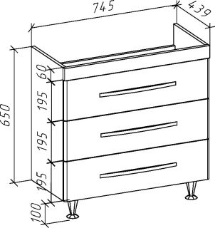 Тумба под раковину Bellezza Рокко 80см черный 00000010171